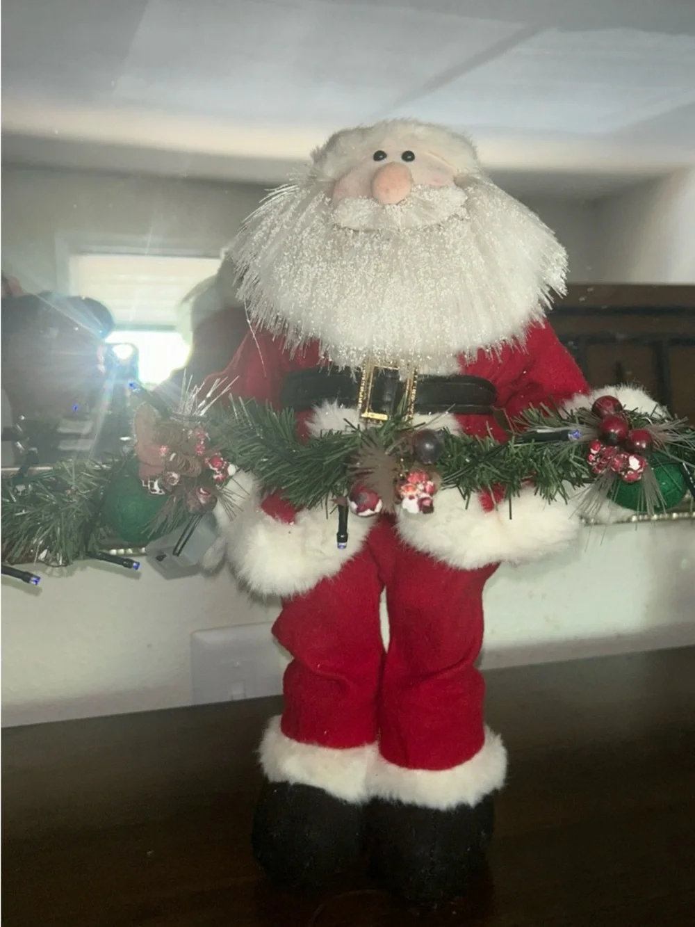 Classic Red Santa Garland Figurine Holiday Decor - Unbranded